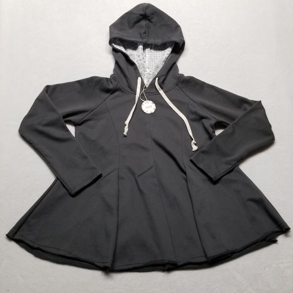 Oddy Small Hoodie Sweatshirt Pleated Gray Whimsigoth Fun Feminine Bohemian NEW